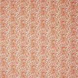 Fabric swatch of a light red vintage inspired floral and leaf design fabric for curtains and upholstery