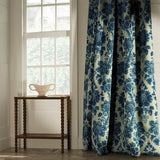 Curtains in a classic blue floral damask fabric