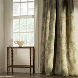 Curtains in a classic light green wisteria floral bouquet fabric