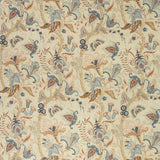 Fabric swatch of a cream fabric with a stylised floral design