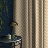 Curtain in a neutral herringbone weave fabric