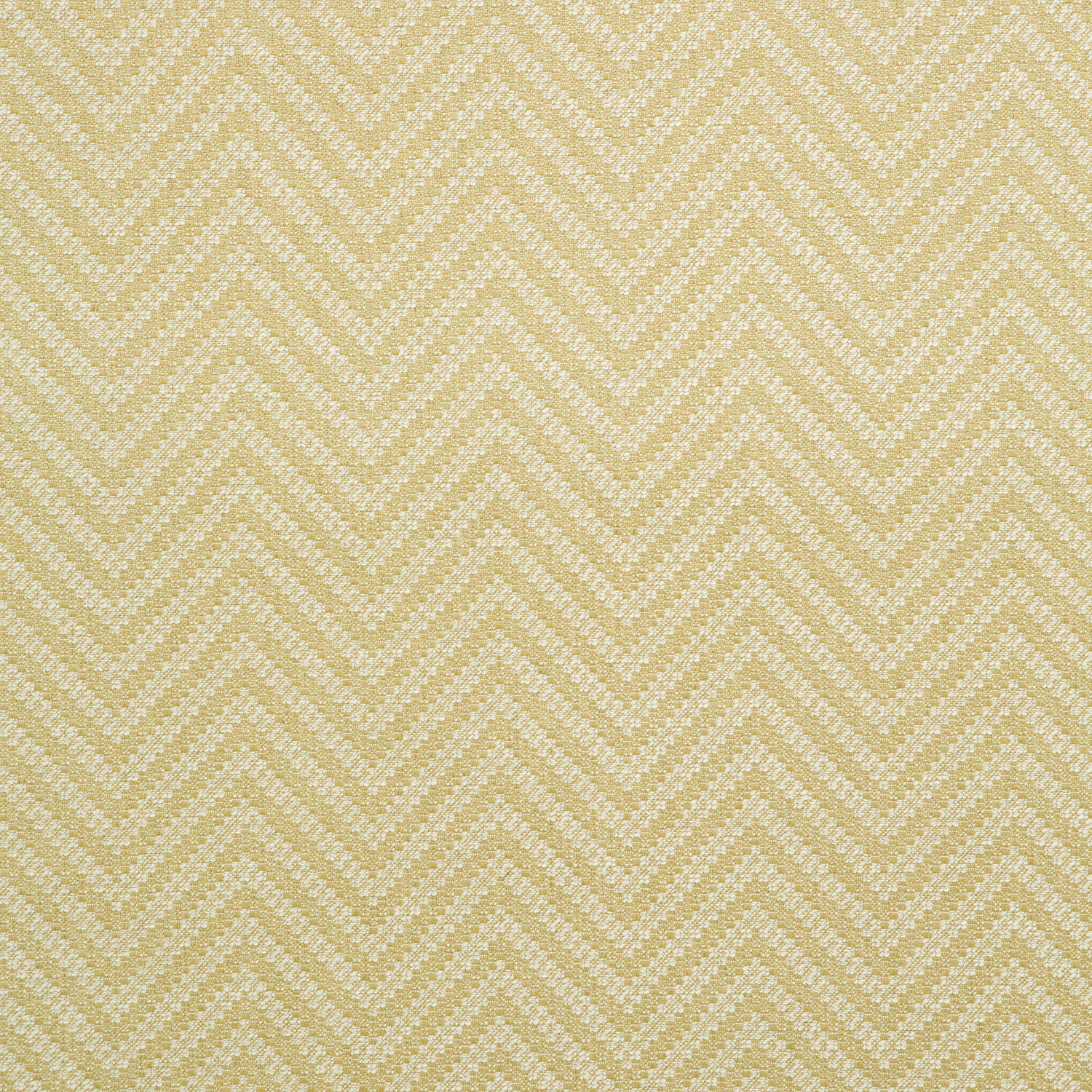 Fabric swatch of a light yellow and neutral herringbone weave fabric for curtains and upholstery