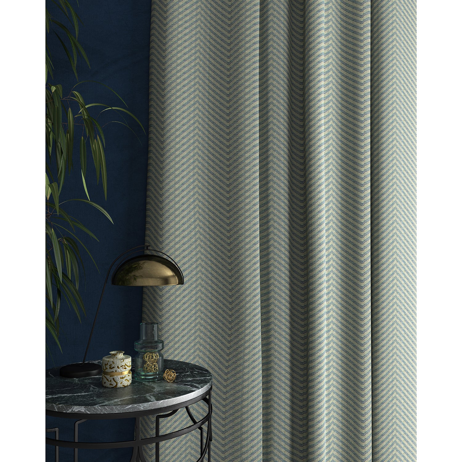 Kitsune - Cerulean, Curtain Fabric, Upholstery Fabric