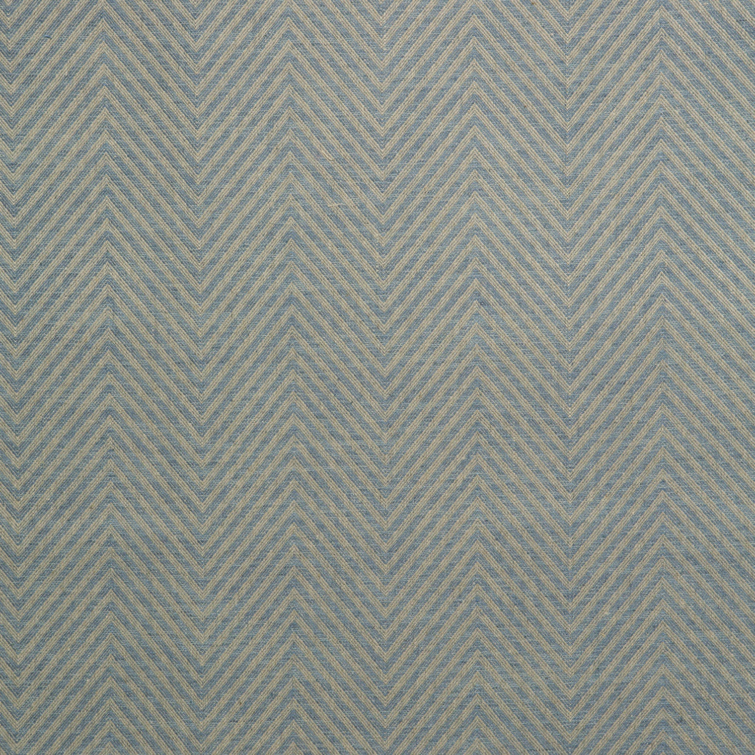 Fabric swatch of a blue herringbone weave fabric for curtains and upholstery