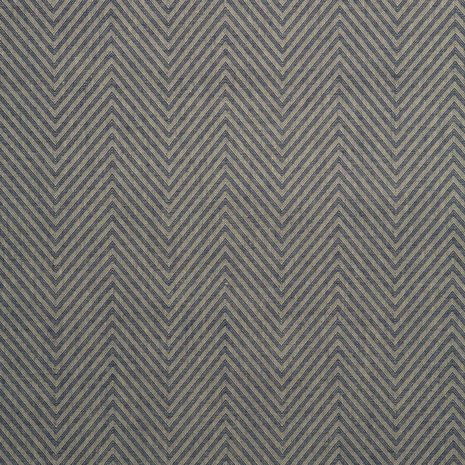 Fabric swatch of a navy herringbone weave fabric for curtains and upholstery