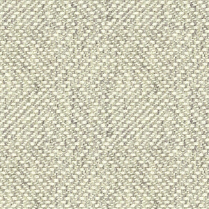 Grey fabric suitable for curtains and upholstery with a white woven geometric design