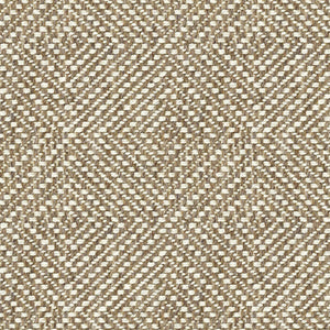 Neutral fabric suitable for curtains and upholstery with a white geometric design