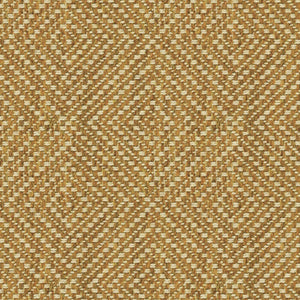 Mustard yellow fabric suitable for curtains and upholstery with a light neutral geometric woven design