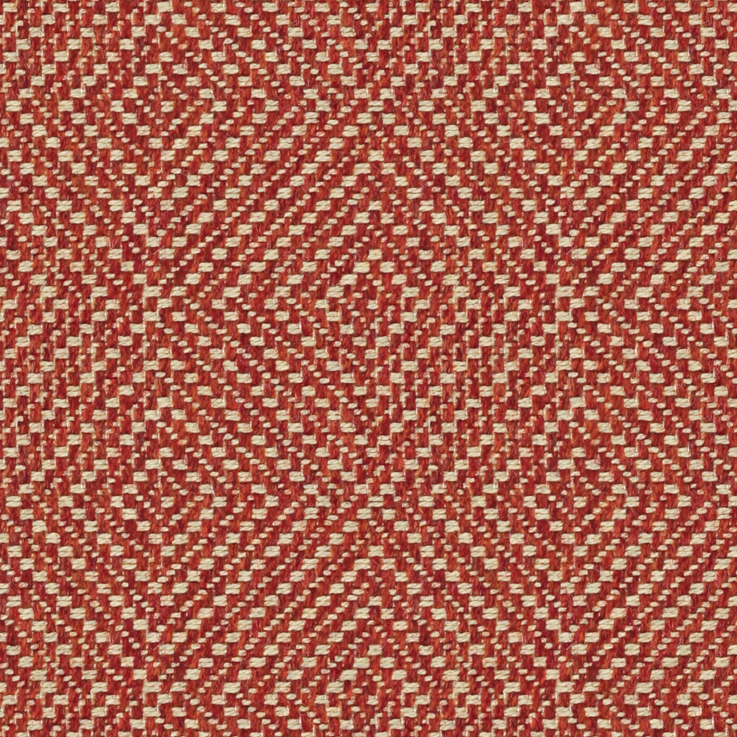 Terracotta coloured fabric suitable for curtains and upholstery with a light woven neutral geometric design