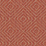 Terracotta coloured fabric suitable for curtains and upholstery with a light woven neutral geometric design