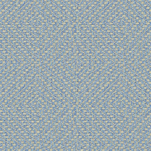 Light blue fabric for curtains and upholstery with a light neutral woven geometric design