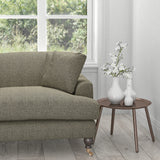 Sofa in a charcoal fabric with a light geometric woven design