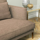 Sofa upholstered in a mink coloured linen blend fabric