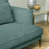 Sofa in a teal linen mix upholstery fabric