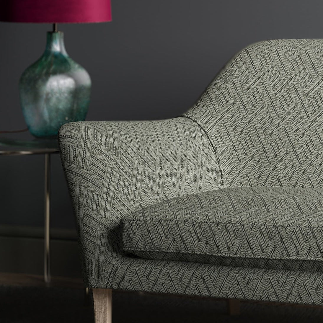 Sofa upholstered in Rumba fabric colourway Coal from the Tango Weaves collection