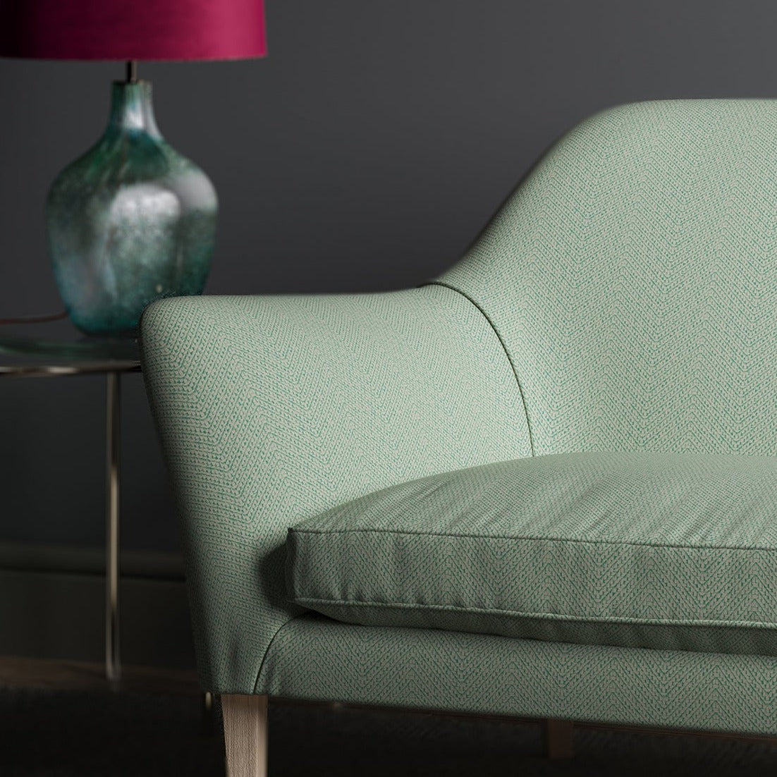 Sofa in design name Salta, colourway Lagoon from Tango Weaves.