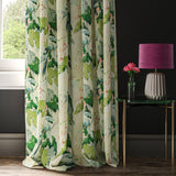 Linen curtain with a tropical bird print fabric