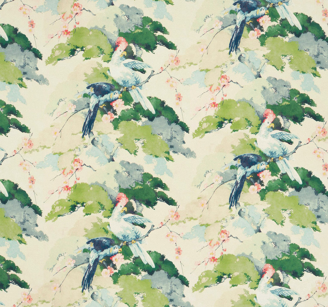 Jungle Jive Lawn Green, Tropical Printed Fabric
