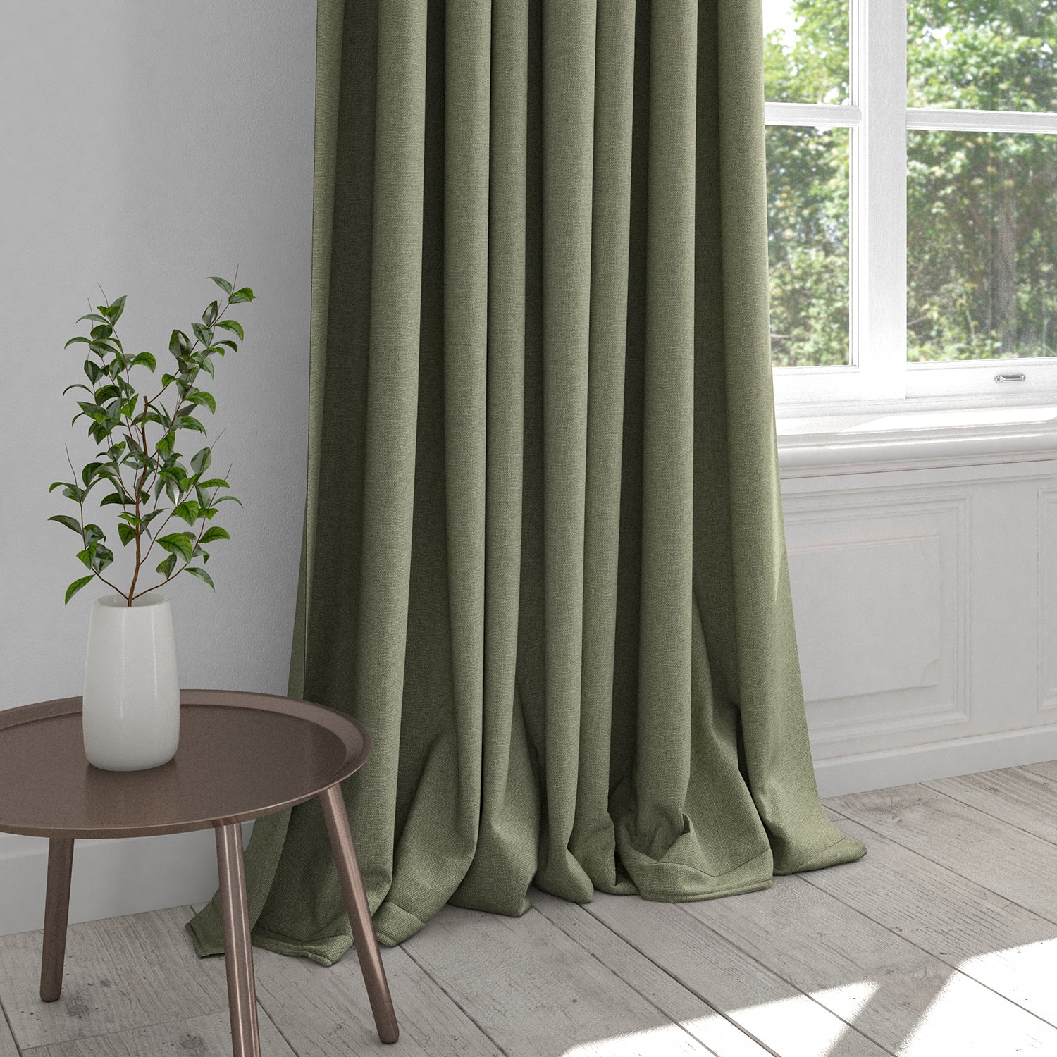Curtain in a plain grey washable cotton fabric