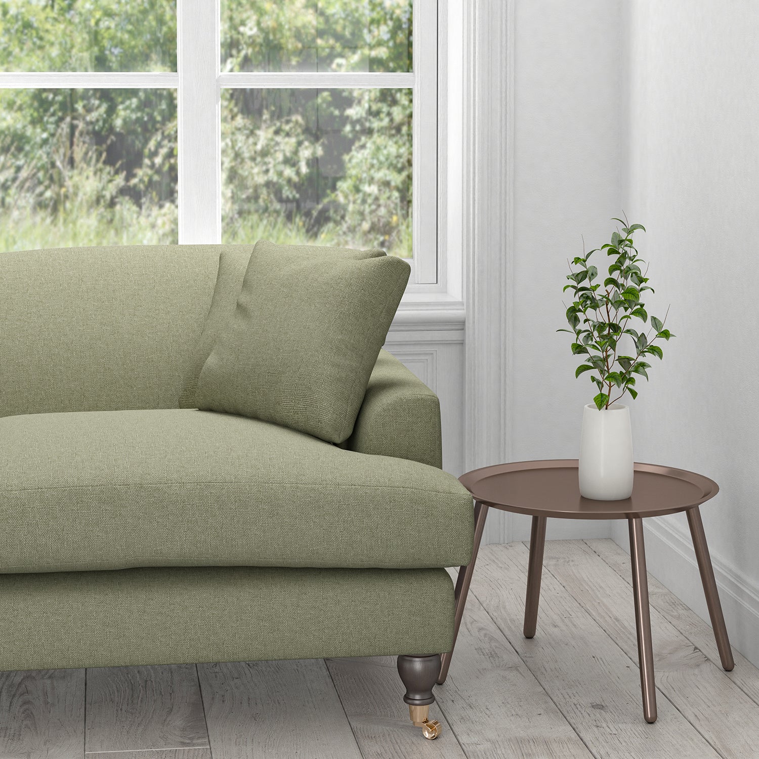Sofa in a plain grey cotton washable upholstery fabric