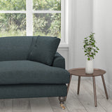 Sofa in a dark blue washable cotton furnishing fabric