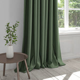 Curtain in a plain sage green cotton fabric