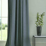Curtain in a plain fabric, colour Airforce Blue.