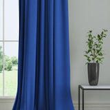 Curtain in a plain fabric, colour Cobalt.