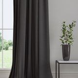 Curtain in a plain fabric, colour Midnight.
