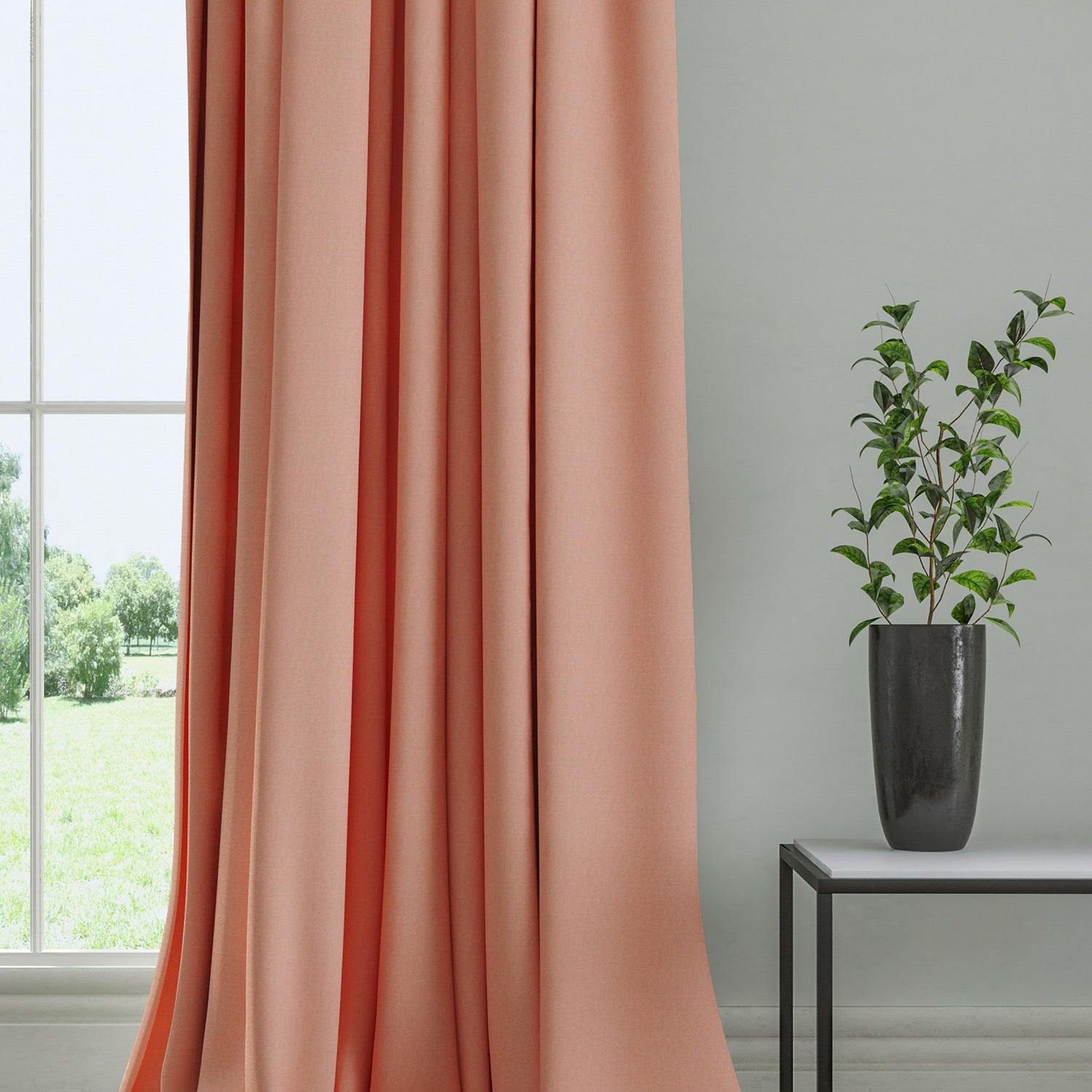 Curtain in a plain fabric, colour Blush.