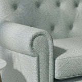 Sofa upholstered in a blue Scandi-style semi-plain upholstery fabric with a stain resistant finish