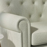 Sofa upholstered in a grey semi-plain Scandi-style upholstery fabric