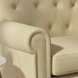 Sofa upholstered in a yellow Scandi-style semi-plain upholstery fabric with a stain resistant finish