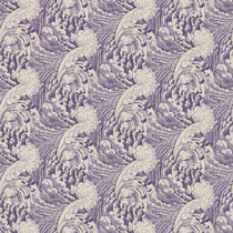Fabric swatch of a purple velvet fabric with wave design, suitable for curtains and upholstery and with a stain resistant finish