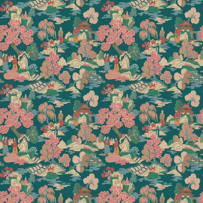 Japanese Garden - Blossom | Printed Velvet Fabric | Linwood