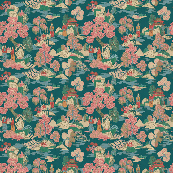 URBAN FOREST PLAYFUL 幕子 Japanese Garden - Blossom | Printed Velvet Fabric | Linwood
