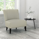 Chair upholstered in a cream stain resistant geometric weave fabric