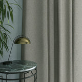 Curtain in beautiful dark grey stain resistant geometric weave fabric 