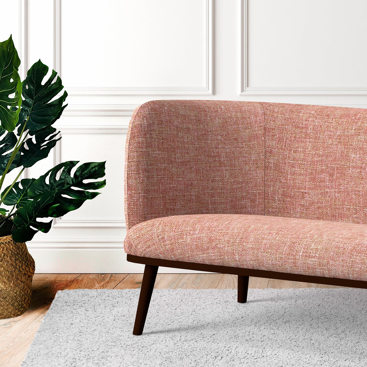 Sofa in a peach tweed style fabric for upholstery use