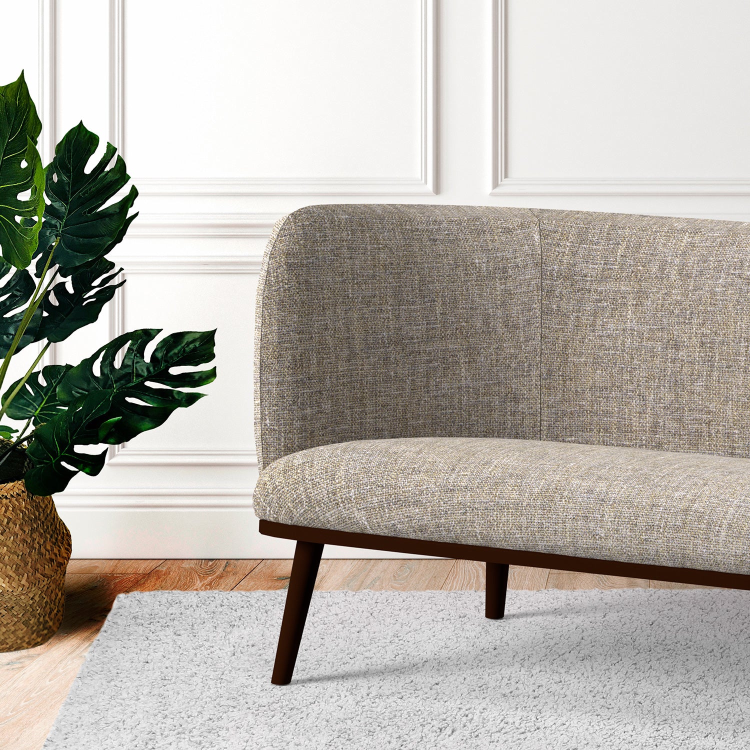 Sofa in a neutral tweed style fabric for upholstery use