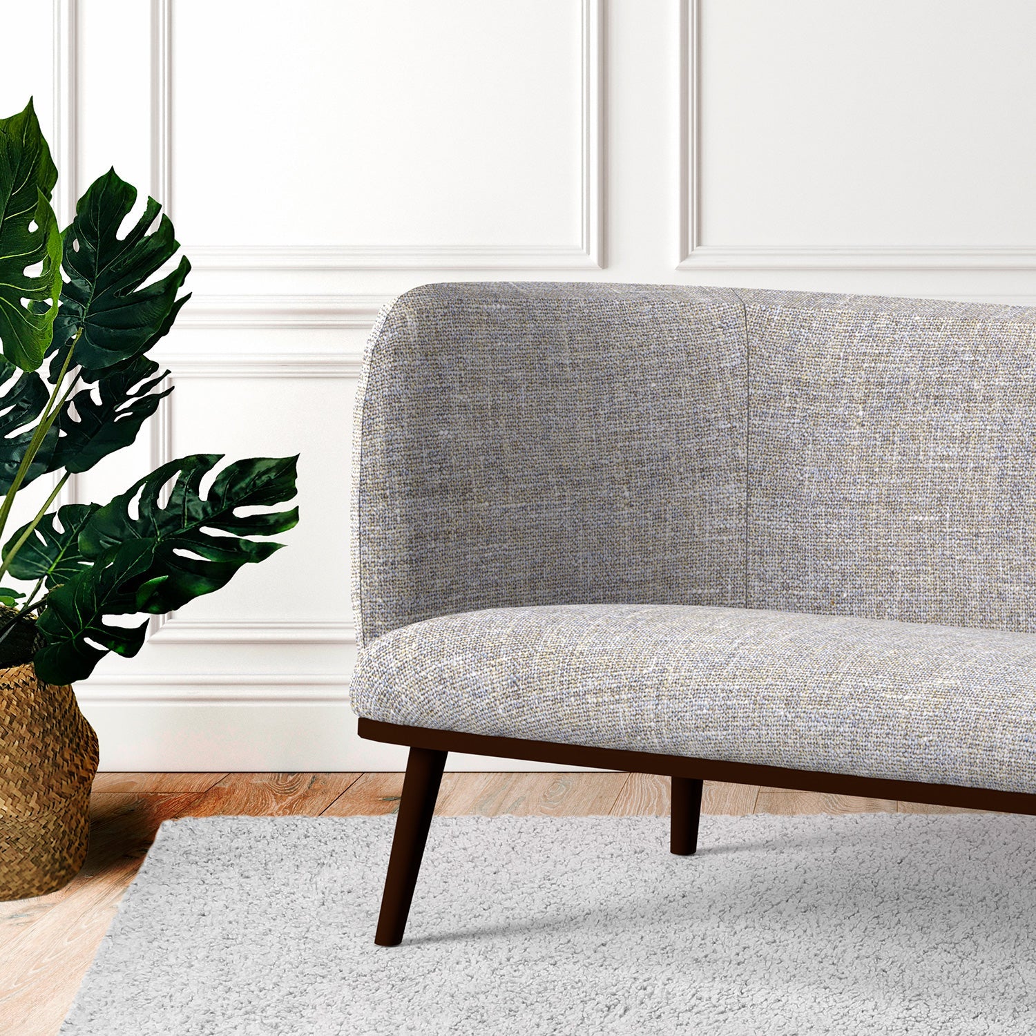 Sofa in a blue tweed style fabric for upholstery use