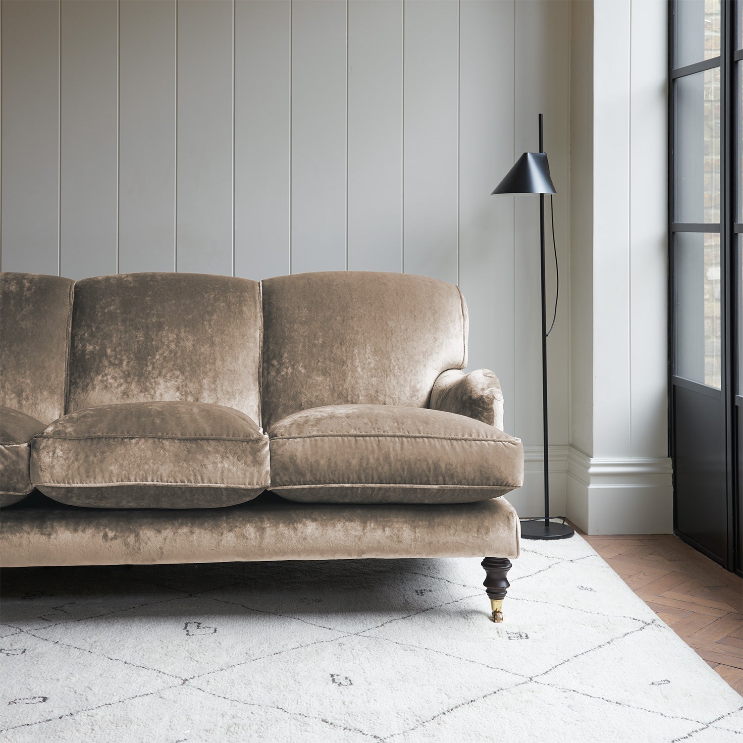 Neutral shop velvet sofa