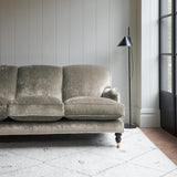Velvet sofa in a grey crushed velvet upholstery fabric