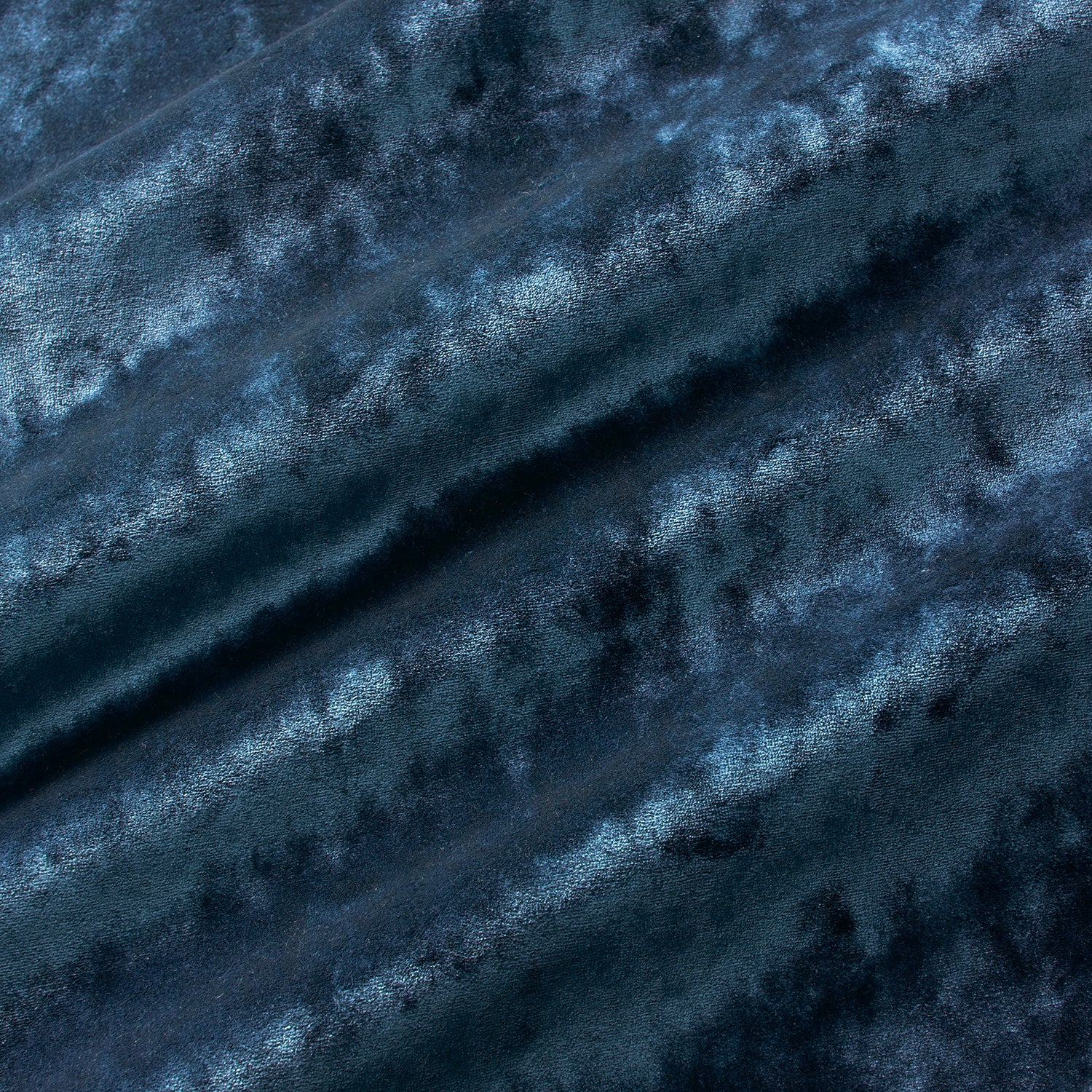 Luxury blue crushed velvet fabric with stain resistant finish for curtains and upholstery