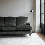 Velvet sofa in a dark grey crushed velvet upholstery fabric