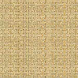 Fabric swatch of a stain resistant weave fabric with a geometric check design in yellow colours