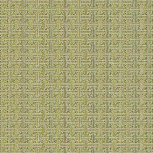 Fabric swatch of a stain resistant weave fabric with a geometric check design in green colours