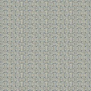 Fabric swatch of a stain resistant weave fabric with a geometric check design in blue colours