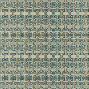 Fabric swatch of a stain resistant weave fabric with a geometric check design in blue colours