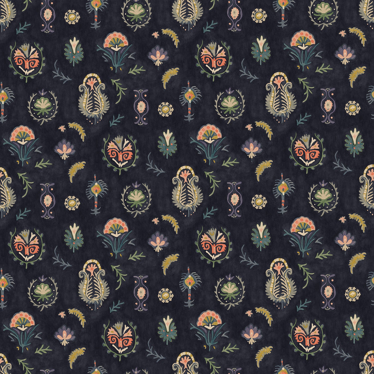 Luxurious dark velvet with small whimsical designs